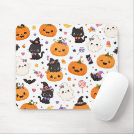 Mousepad Padrão Kawaii de Halloween com Abóboras Fofas