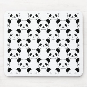 Mousepad Padrão Kawaii Panda Em Preto E Branco