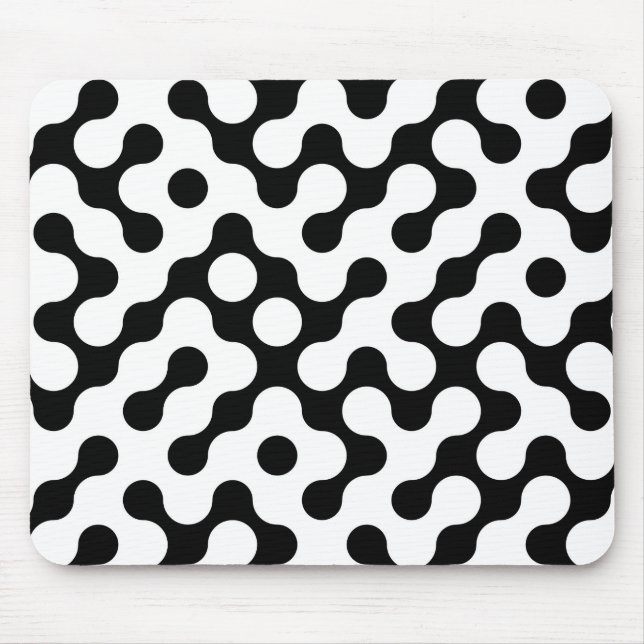 Mousepad Padrão labirinto branco preto-branco (Frente)