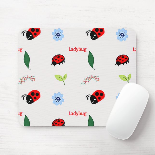 Mousepad Padrão Ladybug na cinza (Com mouse)