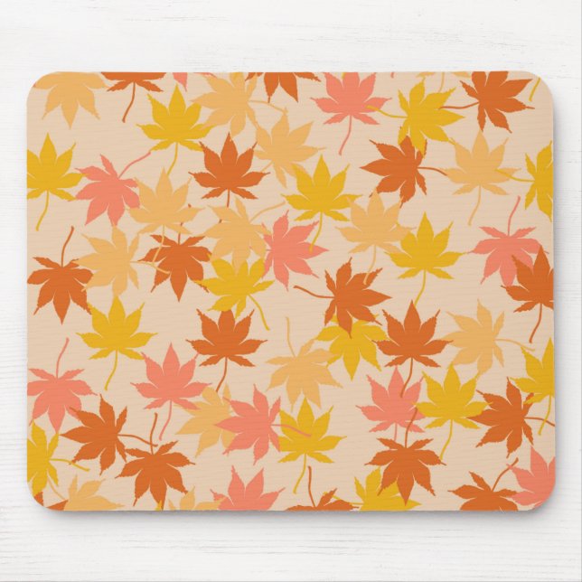 Mousepad Padrão Laranja Castanho Autumn Folhas Florais Y2K (Frente)