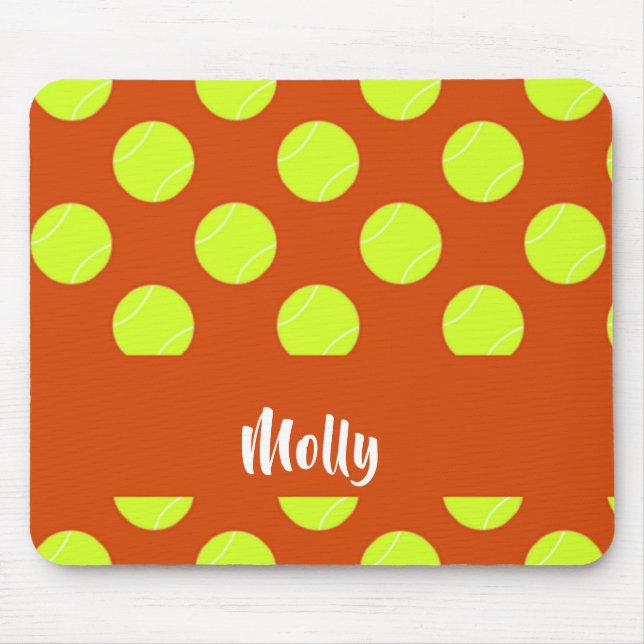 Mousepad Padrão laranja de bola tênis verde (Frente)