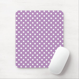 Mousepad Padrão lavanda de Bolinhas roxa e branca
