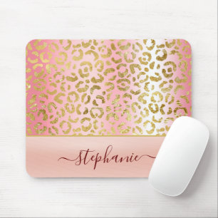 Mousepad Padrão-Leopardo Dourado do Ombre Rosa Glam Person