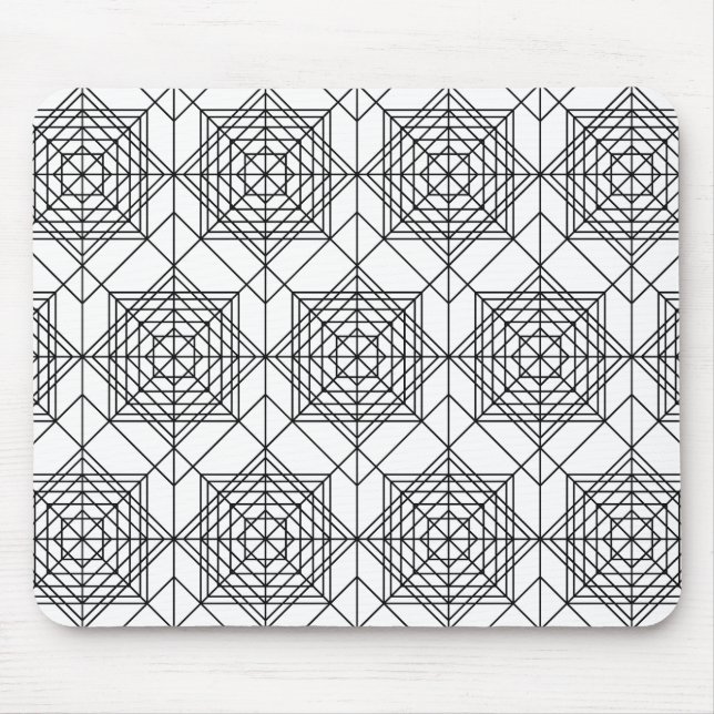 Mousepad Padrão linear de Abstrato branco e preto da vinhet (Frente)