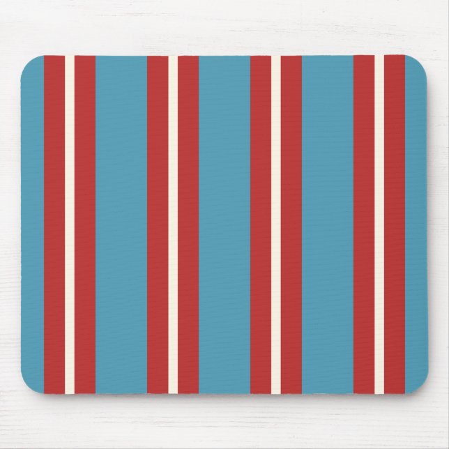 Mousepad Padrão Listrado Vibrante Vermelho e Azul Design Mo (Frente)