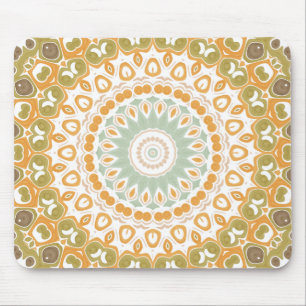Mousepad Padrão Mandala de Âmbar Suave e Salvia