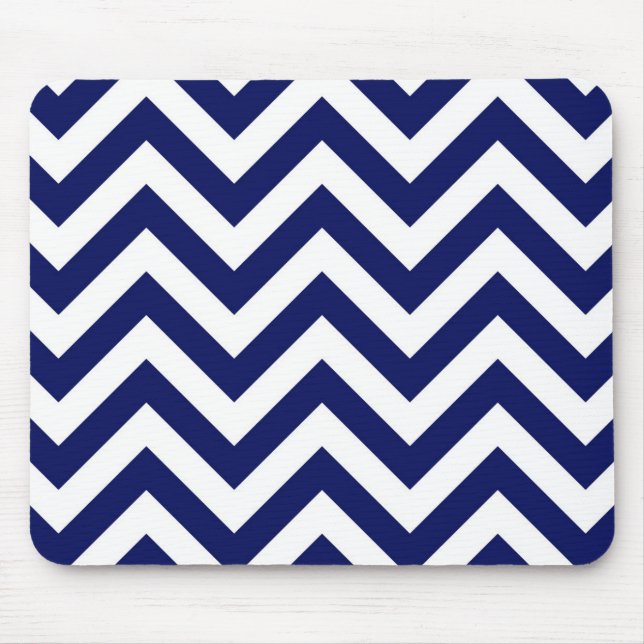 Mousepad Padrão marinho Azul e Branco Grande Chevron ZigZag (Frente)