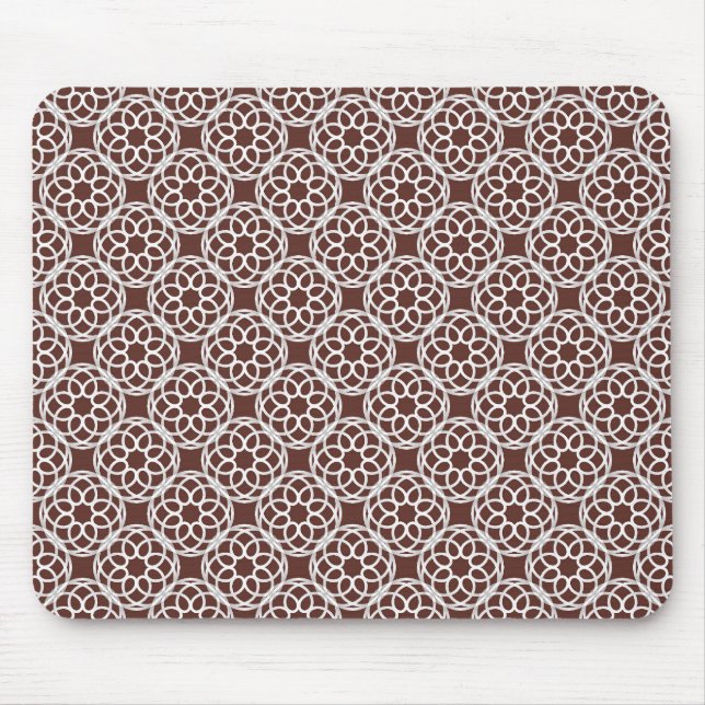 Mousepad Padrão Marrom branco geométrico sem costura (Frente)