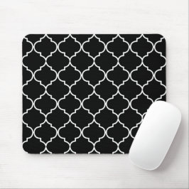 Mousepad Padrão marroquino mediterrânico preto e branco