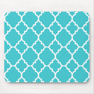 Mousepad Padrão marroquino Turquesa Azul Quatrefoil