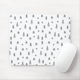 Mousepad Padrão Minimalista da Floresta Negra e Branca de I
