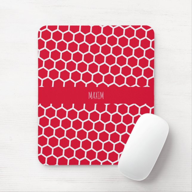 Mousepad Padrão Mínimo Branco Hexágono (Com mouse)