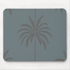 Mousepad Padrão Mínimo de Palmeira Azul Cinza Tropical