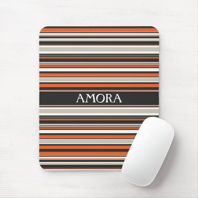 Mousepad Padrão Mínimo Laranja de Cinza de Stripes (Com mouse)