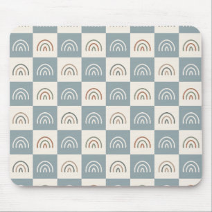 Mousepad Padrão Mínimo Xadrez Boho Arco-íris