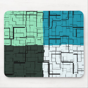 Mousepad Padrão Moderno Azul Azul Aqua Azul-Teal Branco do