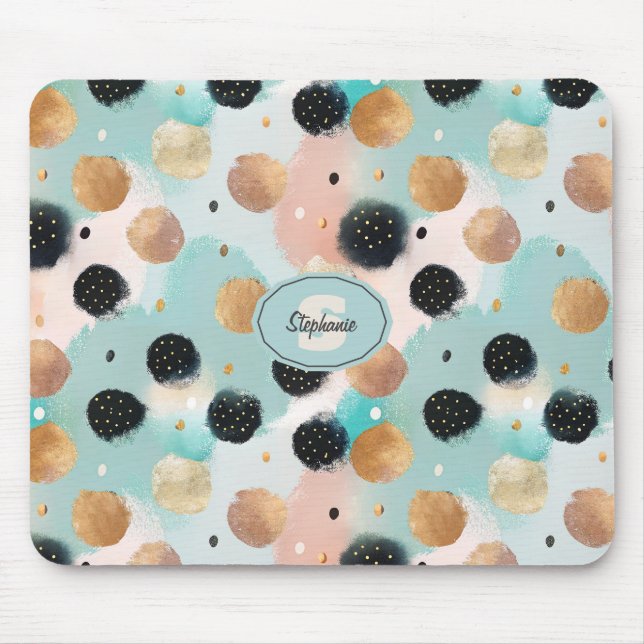 Mousepad Padrão moderno de Abstrato bruxismo e Bolinhas (Frente)