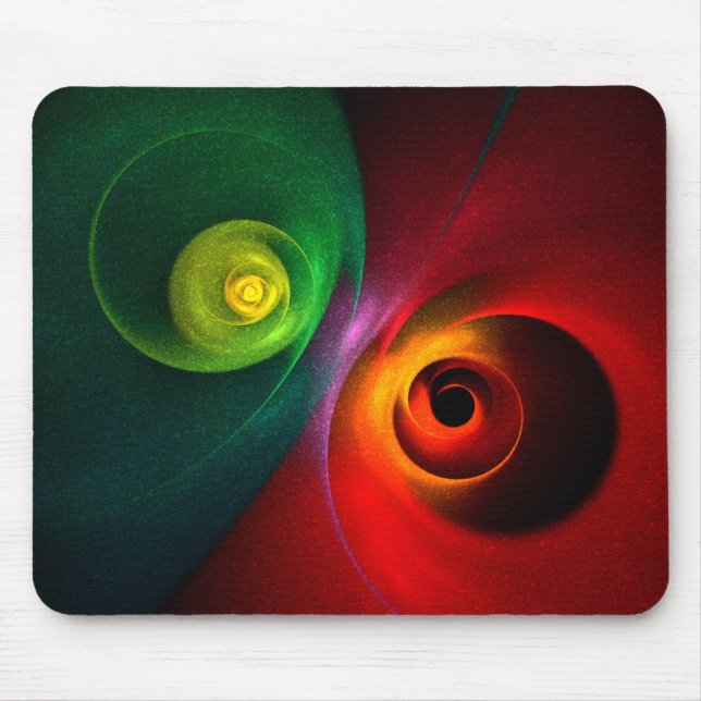 Mousepad Padrão Moderno de Abstrato de Arte Yin Yang Verde  (Frente)