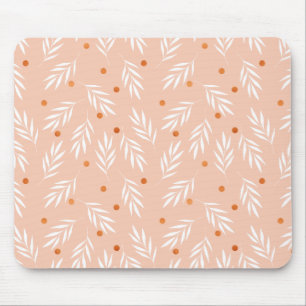 Mousepad Padrão Moderno de Folhas Florais Apricot Rosa