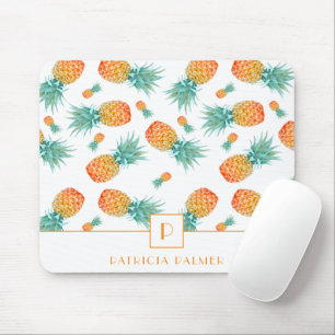 Mousepad Padrão moderno de Fruta de ananás monograma