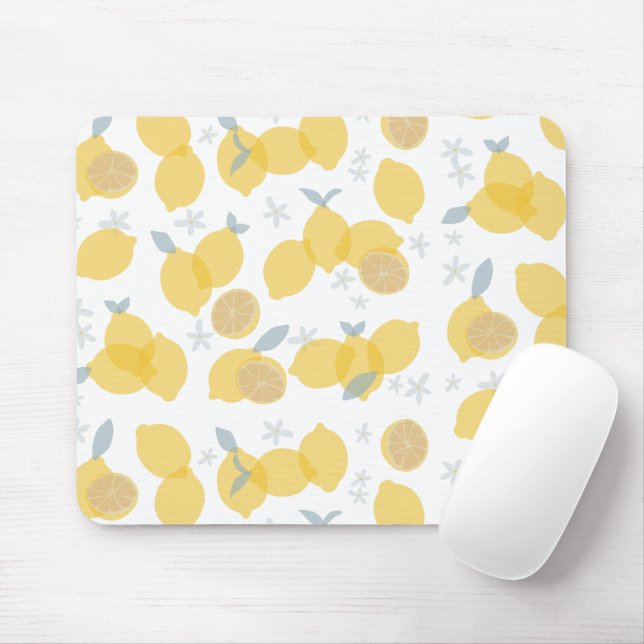 Mousepad Padrão moderno de limões de citrinos de Pastel (Com mouse)