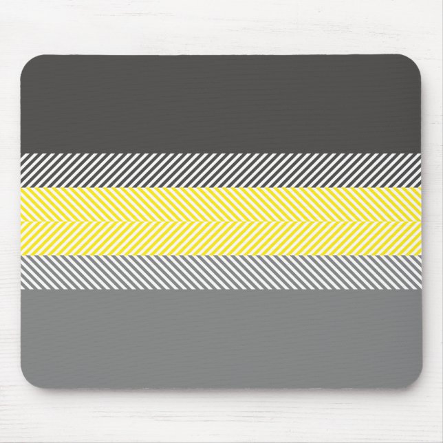 Mousepad Padrão Moderno de Listras Geométricas Amarelas e C (Frente)