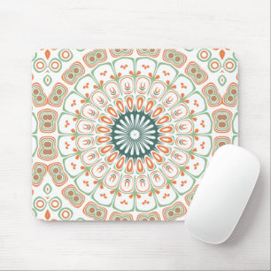 Mousepad Padrão Moderno de Mandala Laranja e Verde