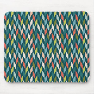 Mousepad Padrão Moderno de Teal e Coral do Século Médio