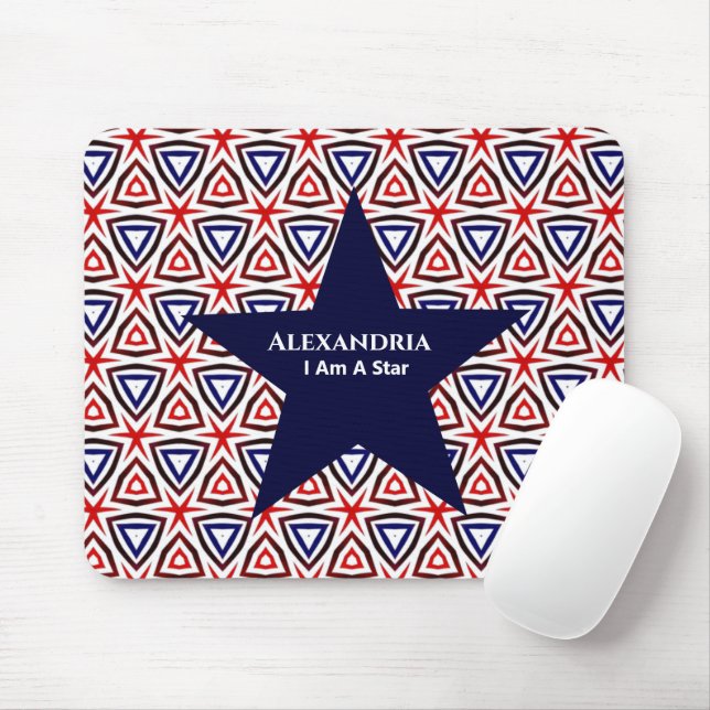 Mousepad Padrão Moderno Patriótico Americano Branco Azul (Com mouse)
