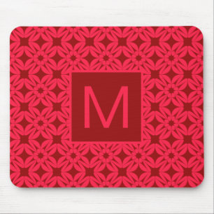 Mousepad Padrão Monogramado Vermelho Brilhante Ornamentado