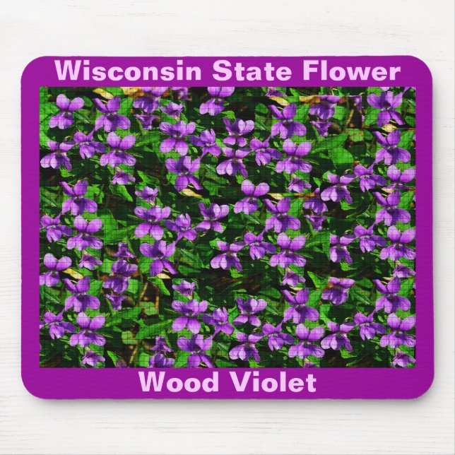 Mousepad Padrão Mosaico Violeta Violeta de Madeira de Flor  (Frente)