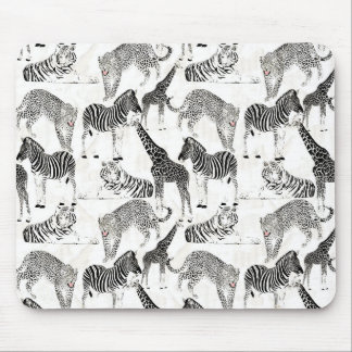 Mousepad Padrão na moda Negro e Selva Branca de Animais