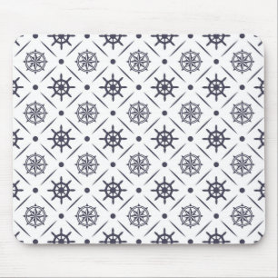 Mousepad Padrão náutico com roda de vela e bússola