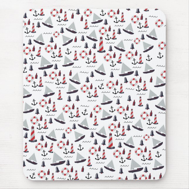 Mousepad Padrão náutico micro impresso em estilo vintage. (Frente)