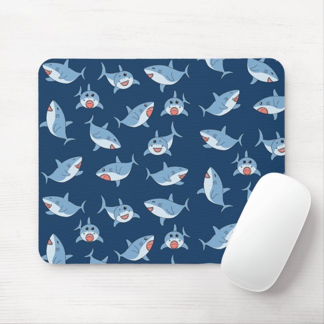 Mousepad Padrão Oceânico dos Tubarões Brancos de Excelente  (Com mouse)
