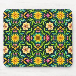 Mousepad Padrão Ornamental Floral em Cores Vibrantes