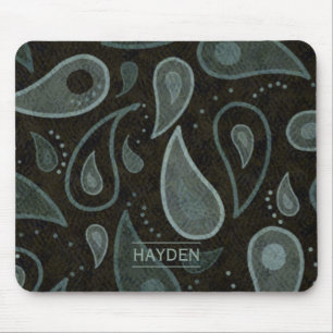 Mousepad Padrão Paisley Preto e Cinza Personalizado