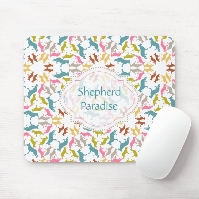 Mousepad Padrão Pastel do Pastor Alemão (Com mouse)
