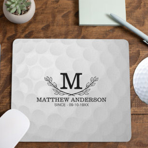 Mousepad Padrão Personalizado da Bola de Golfe Nome Monogr