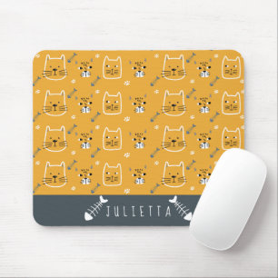 Mousepad Padrão Personalizado Moderno de Gatos Cortes