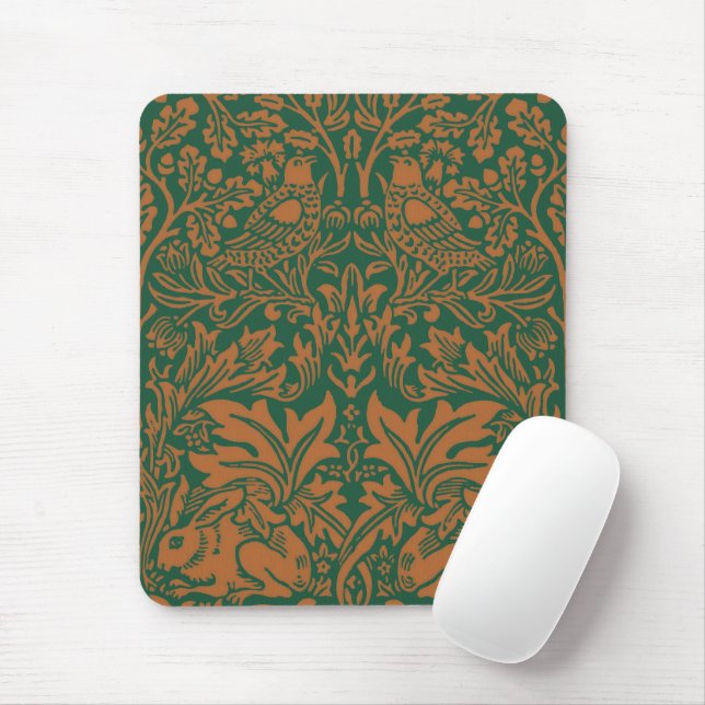 Mousepad Padrão Preto Âmbar Coelho Irmão William Morris (Com mouse)