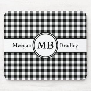 Mousepad Padrão Preto e Branco de Monograma Moderno