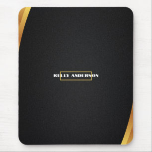 Mousepad Padrão preto e Dourado minimalista moderno com per