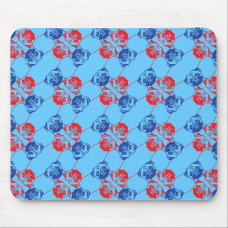 Mousepad Padrão Pug vermelho azul