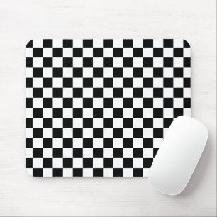 Mousepad Padrão Quadrado Preto e Branco Elegante