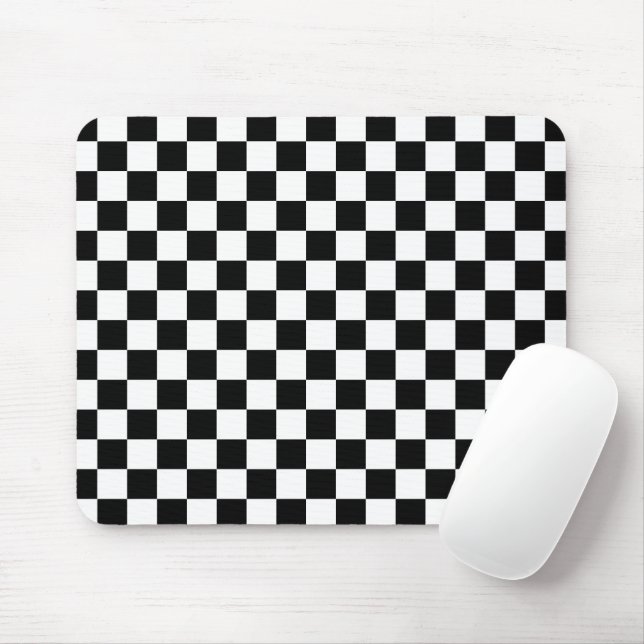 Mousepad Padrão Quadrado Preto e Branco Elegante (Com mouse)