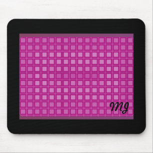 Mousepad Padrão Quadrado Rosa com Iniciais