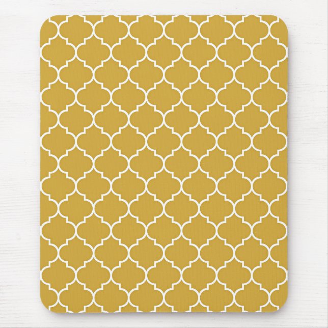 Mousepad Padrão Quatrefoil Dourado (Frente)