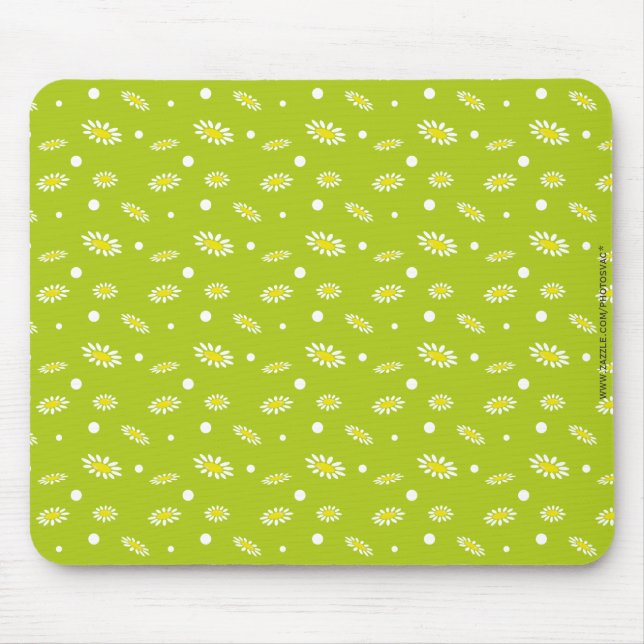 Mousepad Padrão Retro de Primavera com Bolinhas em Verde Li (Frente)